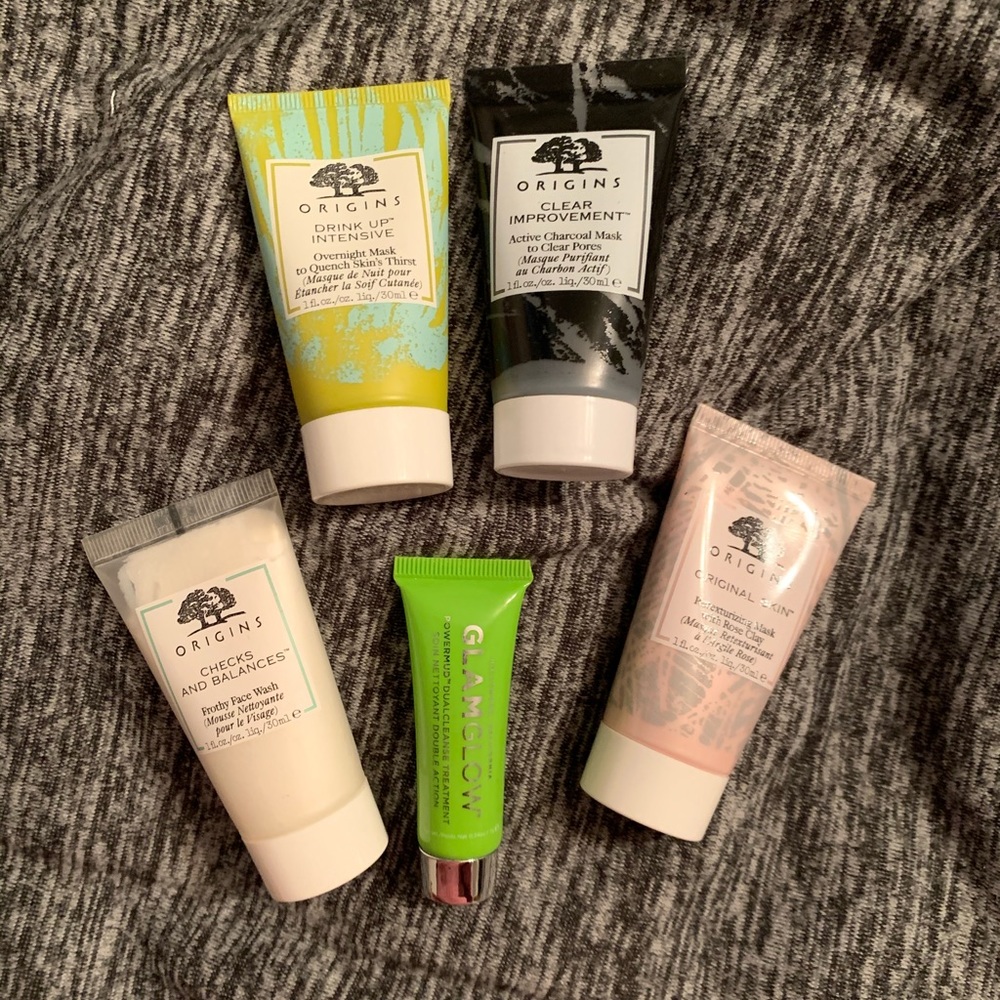 Origins face wash/mask bundle + GlamGlow.